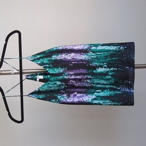 Bar III Sleeveless Spaghetti Straps Green Purple Size S